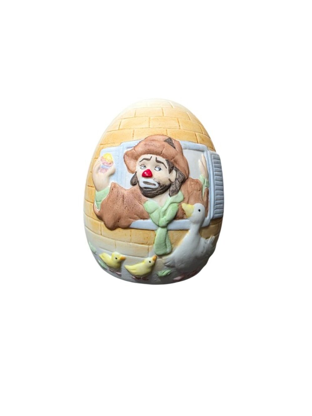 Vintage Emmett Kelly Jr. Hobo Cown Porcelain Egg Figurine